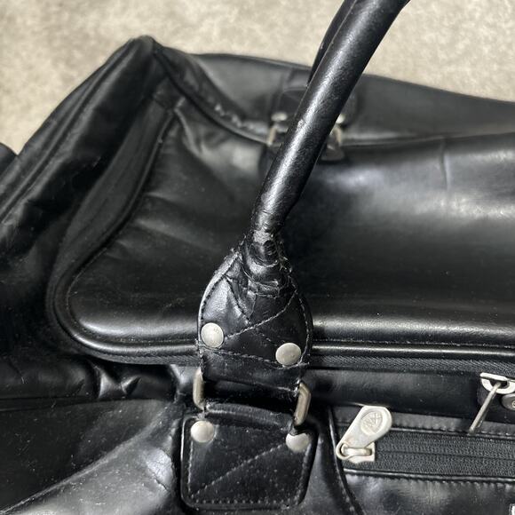 VTG Leather Nike Golf Weekender Duffel Bag Black Large - Picture 11 of 16